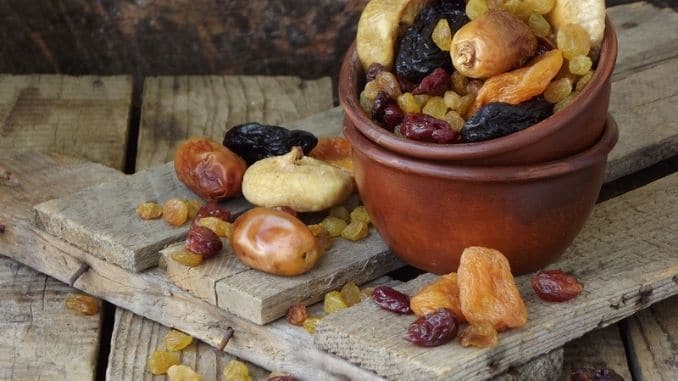 different varieties of dried fruits