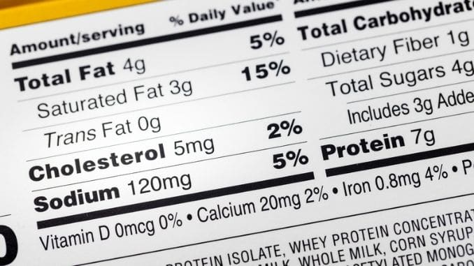 Total fat sodium protein cholesterol label