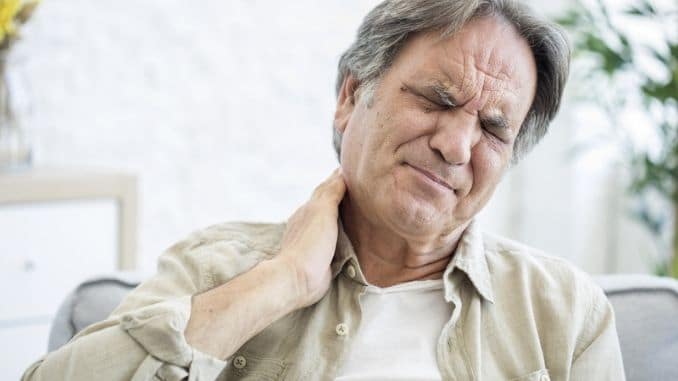 Old man with neck pain