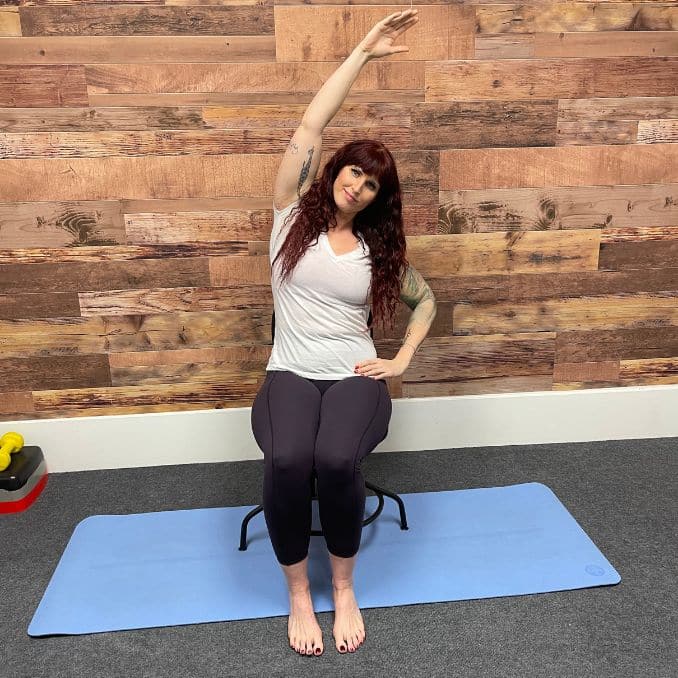 Overhead Reach 1 Chair Yoga Poses for Back Stiffness