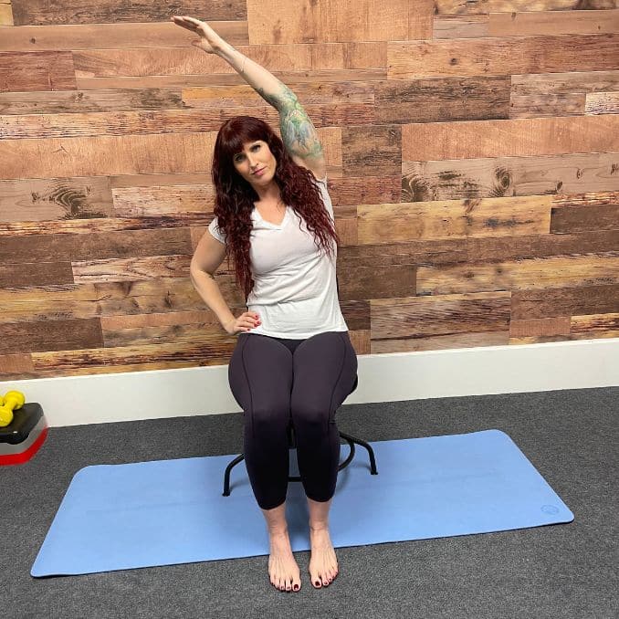 Overhead Reach 2 Chair Yoga Poses for Back Stiffness
