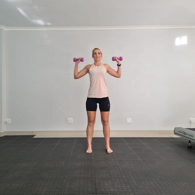 Shoulder Press with Tricep Extension Start