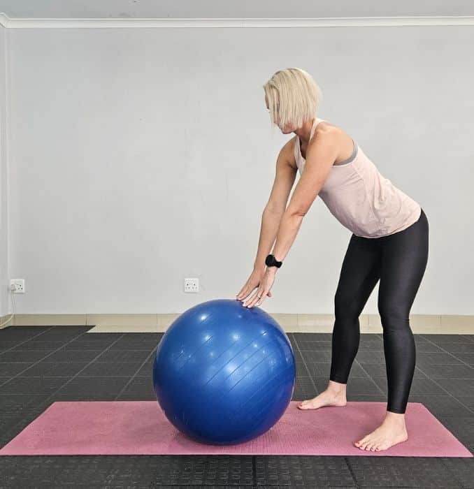Stability Ball Squat - start